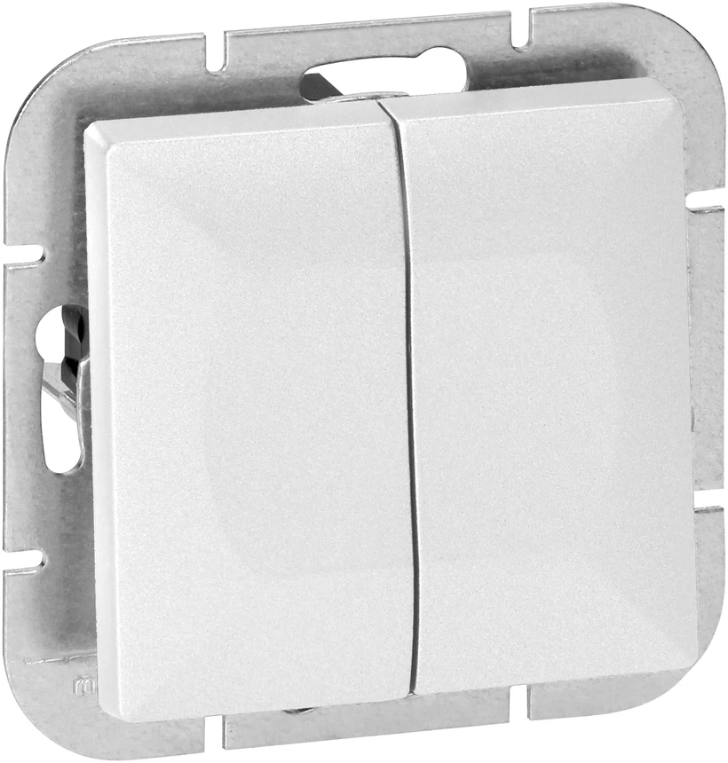 Łącznik Perlinis sietyno jungiklis, 10A, 250V, WP-2P, baltas