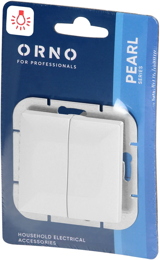 Łącznik Baltas dvigubas jungiklis su apšvietimu Pearl, 10A, 250V