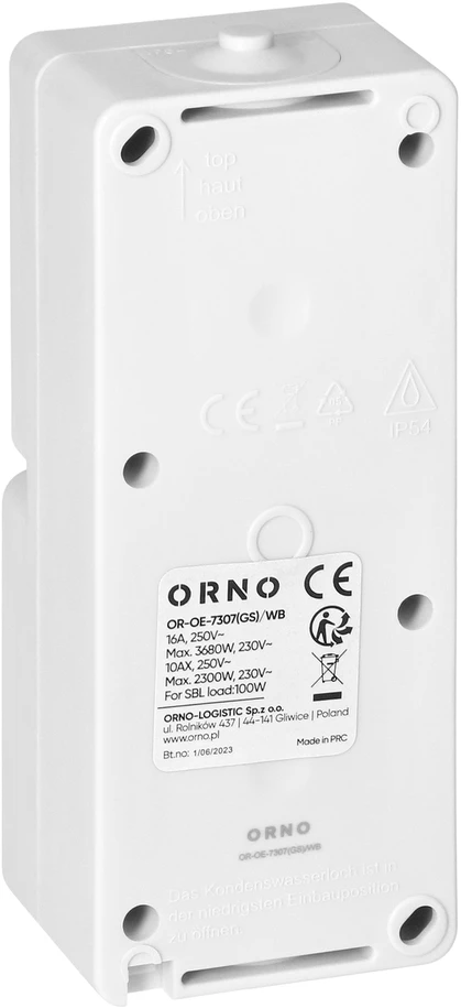 Orno Łącznik Vienpolis jungiklis + 2P+Z Schuko lizdas AQUATIC MINI IP 54 balta-juoda