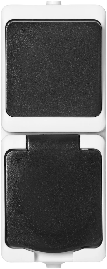Orno Łącznik Vienpolis jungiklis + lizdas 2P+Z AQUATIC MINI IP 54 baltai juodas