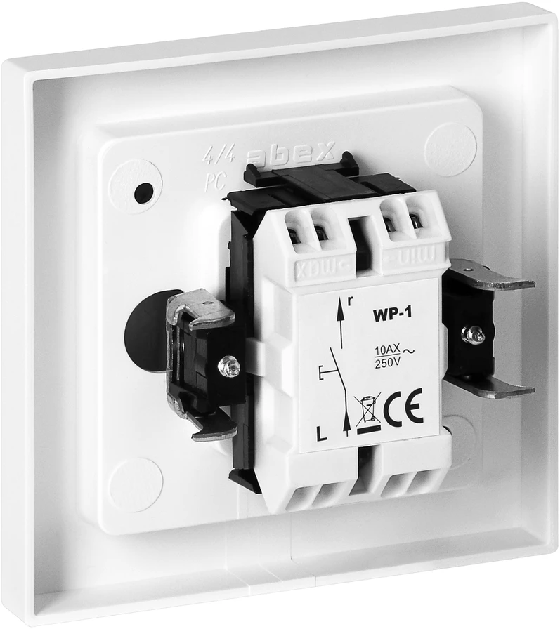 Łącznik Vienpolis jungiklis „Malta“ su apšviestais kontaktais, 10A, 250V, WP-1M/S, baltas