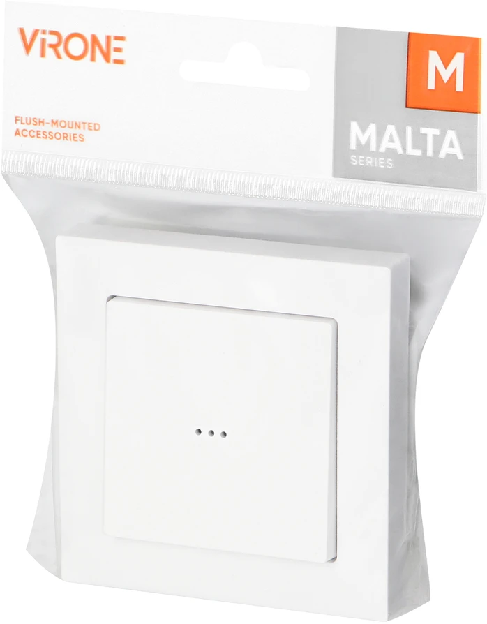 Łącznik Vienpolis jungiklis „Malta“ su apšviestais kontaktais, 10A, 250V, WP-1M/S, baltas