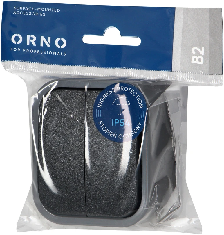 Orno Łącznik Žvakidės jungiklis B2, 10A, 250V, IP54, WNT-2B2, pilkas/juodas
