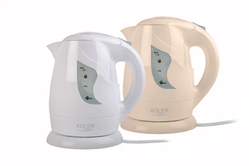 Adler AD 08 Standartinis virdulys, Plastikas, Baltas, 850 W, 1 L, 360° sukamasis pagrindas