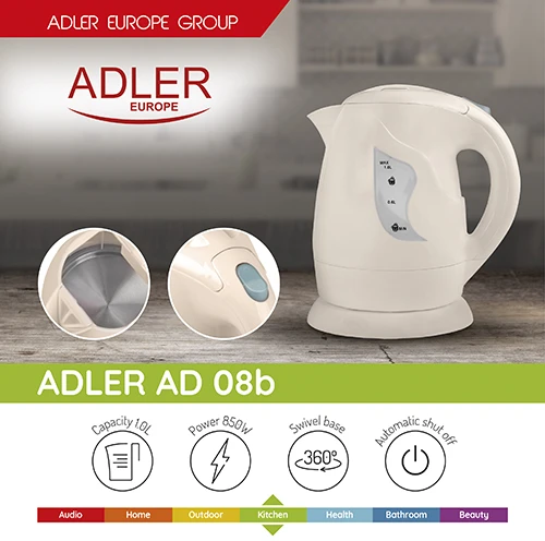 Adler | Virdulys | AD 08 b | Standard | 850 W | 1 L | Plastic | 360° rotational base | rusvai gelsvas