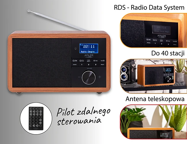 Radijo imtuvas Adler AD 1184 Radio DAB+ Bluetooth, Rudos/Juodos spalvos