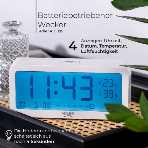 Adler | Žadintuvas | AD 1195w | Signalizacijos funkcija | Baltas