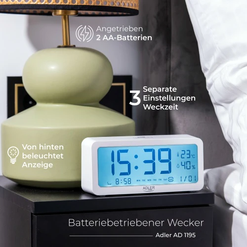 Adler | Žadintuvas | AD 1195w | Signalizacijos funkcija | Baltas