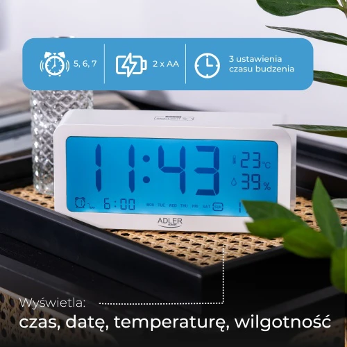 Adler | Žadintuvas | AD 1195w | Signalizacijos funkcija | Baltas