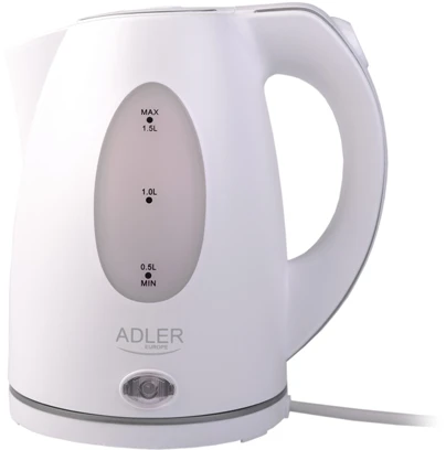 Adler | Virdulys | AD 1207 | Standartinis | 2000 W | 1,5 l | Plastikas | 360° sukamasis pagrindas | Baltas