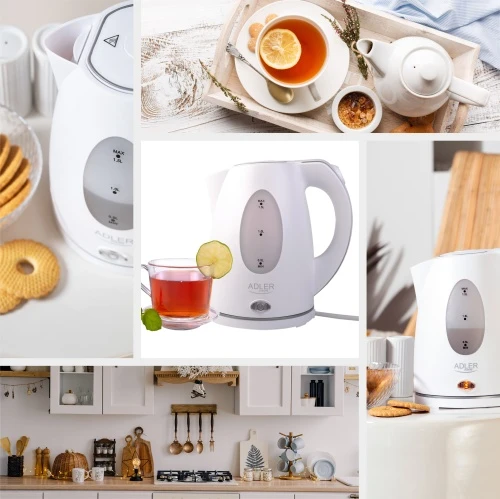 Adler | Virdulys | AD 1207 | Standartinis | 2000 W | 1,5 l | Plastikas | 360° sukamasis pagrindas | Baltas