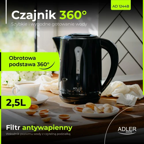 Adler | Virdulys | AD 1244 | Electric | 1850 W | 2.5 L | Plastic | 360° rotational base | Juodas