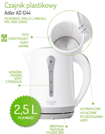 Virdulys elektrinis Adler AD 1244 (2200W 2.5l, mėlynos spalvos)