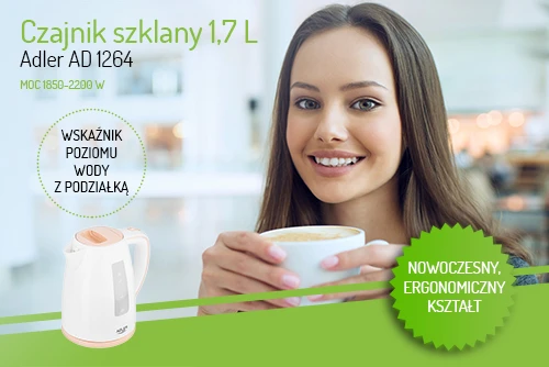 Adler | Virdulys | 1264 m. AD | Standartinis | 2200 W | 1,7 l | Plastikas | 360° sukamasis pagrindas | Baltas
