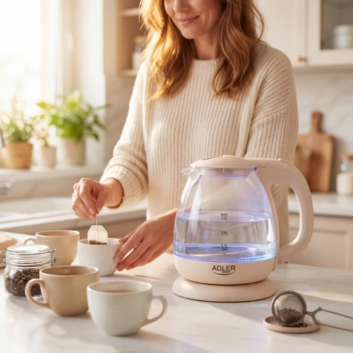 Adler | Virdulys | AD 1283C | Electric | 900 W | 1 L | Glass/Nerūdijantis plienas | 360° rotational base | Kreminis