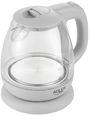 Adler | Virdulys | AD 1283G | Standartinis | 1100 W | 1 L | Plastikas/stiklas | 360° sukamasis pagrindas | Pilkas