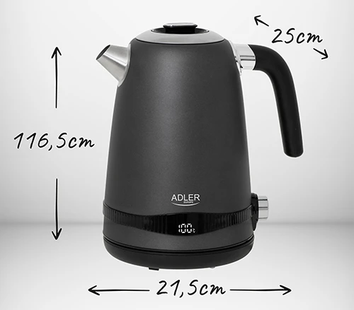 Virdulys Adler AD 1295, 1,7 l, 2200 W, nerūdijantis plienas, Pilkas
