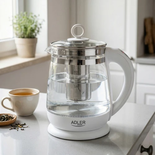 Adler | Virdulys | AD 1299 | Electric | 2200 W | 1.5 L | Glass/Nerūdijantis plienas | 360° rotational base | Baltas