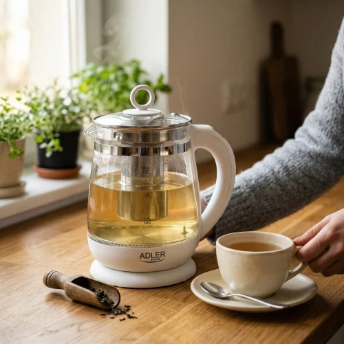 Adler | Virdulys | AD 1299 | Electric | 2200 W | 1.5 L | Glass/Nerūdijantis plienas | 360° rotational base | Baltas
