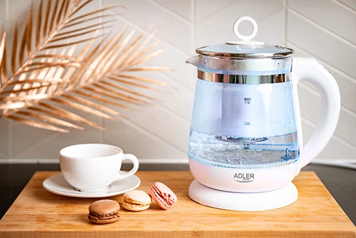 Adler | Virdulys | AD 1299 | Electric | 2200 W | 1.5 L | Glass/Nerūdijantis plienas | 360° rotational base | Baltas