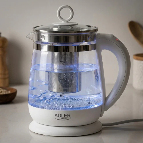 Adler | Virdulys | AD 1299 | Electric | 2200 W | 1.5 L | Glass/Nerūdijantis plienas | 360° rotational base | Baltas