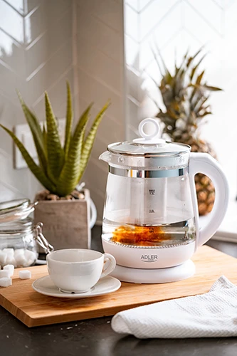 Adler | Virdulys | AD 1299 | Electric | 2200 W | 1.5 L | Glass/Nerūdijantis plienas | 360° rotational base | Baltas
