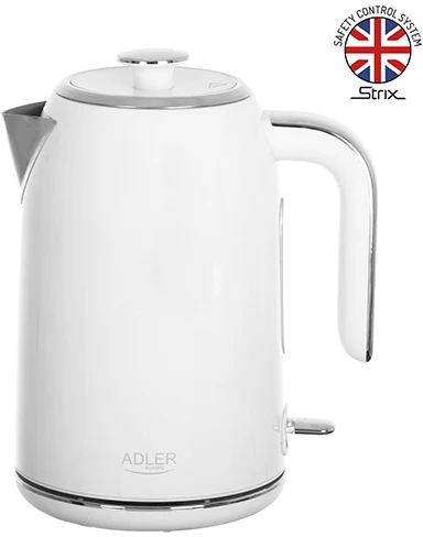 Adler | Virdulys | AD 1341 | Electric | 2200 W | 1.7 L | Nerūdijantis plienas | 360° rotational base | Baltas