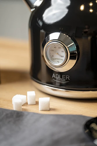 Adler | Virdulys with a Thermomete | AD 1346b | Electric | 2200 W | 1.7 L | Nerūdijantis plienas | 360° rotational base | Juodas