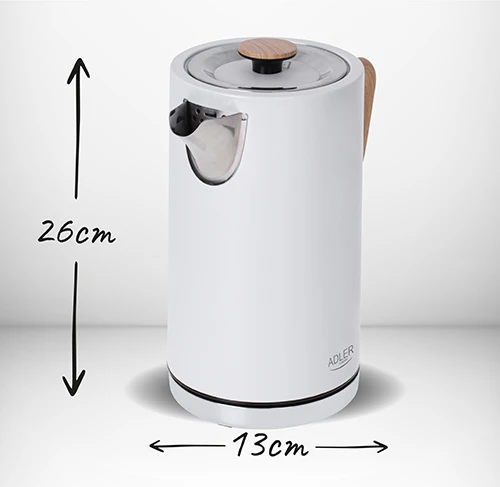 Adler | Virdulys | AD 1347w | Electric | 2200 W | 1.5 L | Nerūdijantis plienas | 360° rotational base | Baltas