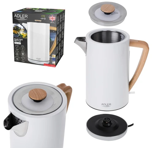 Adler | Virdulys | AD 1347w | Electric | 2200 W | 1.5 L | Nerūdijantis plienas | 360° rotational base | Baltas