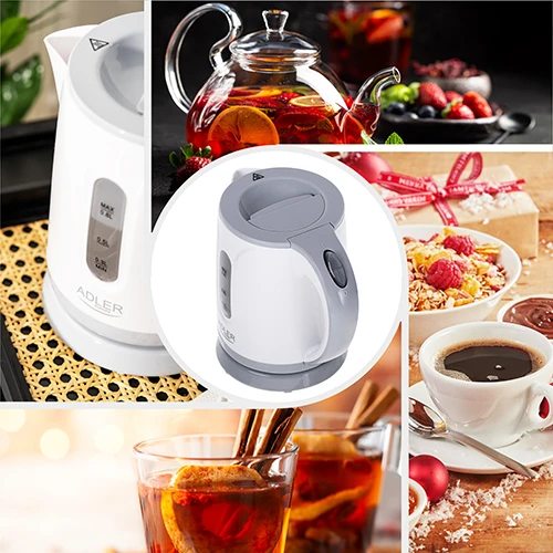 Adler | Virdulys | AD 1371g | Electric | 850 W | 0.8 L | Nerūdijantis plienas/Polypropylene | 360° rotational base | Baltas/Pilkas