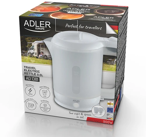 Adler AD 1381 Kelioninis elektrinis virdulys, 0,5 l