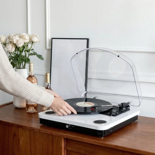Patefonas Adler AD-1914W su USB ir Bluetooth, baltos spalvos