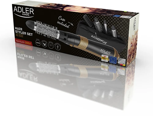 Adler | Plaukų formuotojas | AD 2022 | Temperatūra (maks.) 80 °C | Šildymo lygių skaičius 3 | 1200 W | Juodas