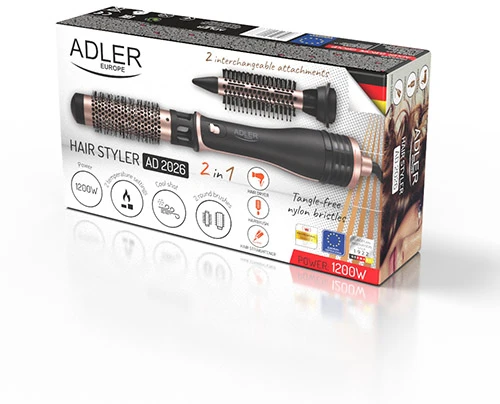 Adler | Hair Styler | AD 2026 | Barrel diameter 21/38 mm | 1200 W | Juodas