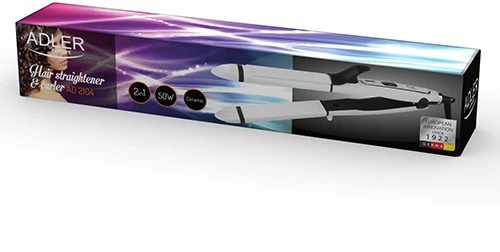 Adler | Hair straightener 2 in 1 | AD 2104 | Garantija 24 mėn. | Ceramic heating system | 50 W | Baltas