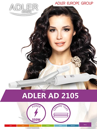 Adler | AD 2105 | Garantija 24 mėn. | Keraminė kaitinimo sistema | Vamzdelio skersmuo 19 mm | Kaitinimo lygių skaičius 1 | 25 W | Baltas