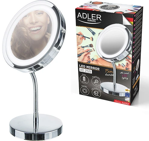 Adler | Veidrodis | AD 2159 | 15 cm | LED veidrodis | Chrome