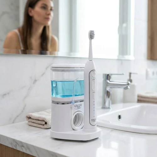 Dantų šepetėlis Adler | 2-in-1 Vanduo Flossing Sonic | AD 2180w | Įkraunamas | Suaugusiems | Šepetėlių skaičius galvutės įeina 2 | Number of teeth brushing modes 1 | Baltas