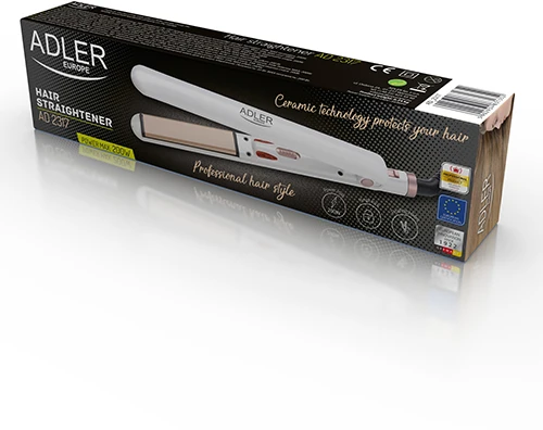 Adler | Plaukų tiesinimo žnyplės | AD 2317 | Ceramic heating system | Temperature (max) 200 °C | 35 W | Baltas