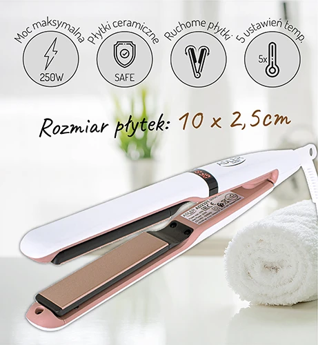 Adler | Plaukų tiesintuvas | AD 2321 | Garantija 24 mėn. | Ceramic heating system | Ekranas LCD | Temperature (min) 140 °C | Temperature (max) 220 °C | 45 W | Pearl Baltas