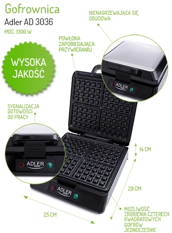 Adler Vaflinė AD 3036, 1300 W