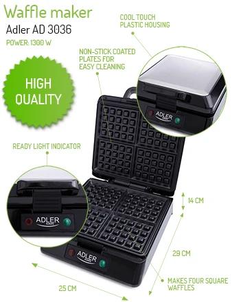 Adler Vaflinė AD 3036, 1300 W
