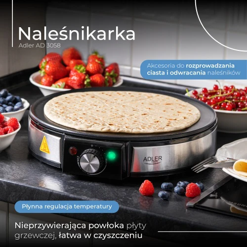 Vaflinė Adler | Blynų gaminimo aparatas | AD 3058 | Blynų gaminimo aparatas | 1600 W | Tešlos rūšių skaičius: 1 | Blynas