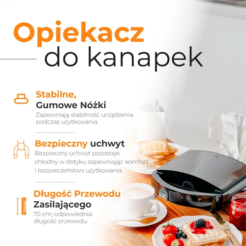 Sumuštinių keptuvas Adlerio sumuštinių keptuvė | AD 3069 | 750 W | Lentelių skaičius 1 | Juodas