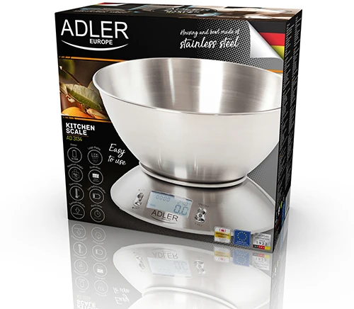 Adler | Virtuvinės svarstyklės | AD 3134 | Maksimalus svoris (talpa) 5kg | Graduacija 1 g | Nerūdijantis plienas