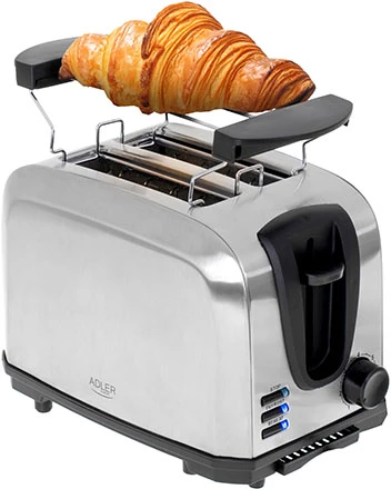 Skrudintuvas Adler Toaster AD 3222 Power 700 W Number of slots 2 Housing material Nerūdijantis plienas Sidabrinis
