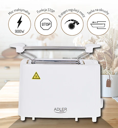 Adler | Skrudintuvas | AD 3223 | Galia 750 W | Lizdų skaičius 2 | Korpuso medžiaga Plastikas | Baltas