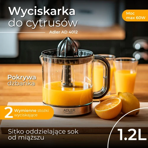 Sulčiaspaudė Adler | Citrus Juicer | AD 4012 | Type Citrus juicer | Juodas | 40 W | Greičių skaičius 1