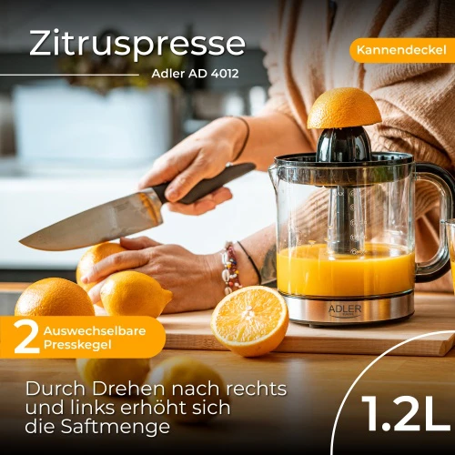 Sulčiaspaudė Adler | Citrus Juicer | AD 4012 | Type Citrus juicer | Juodas | 40 W | Greičių skaičius 1